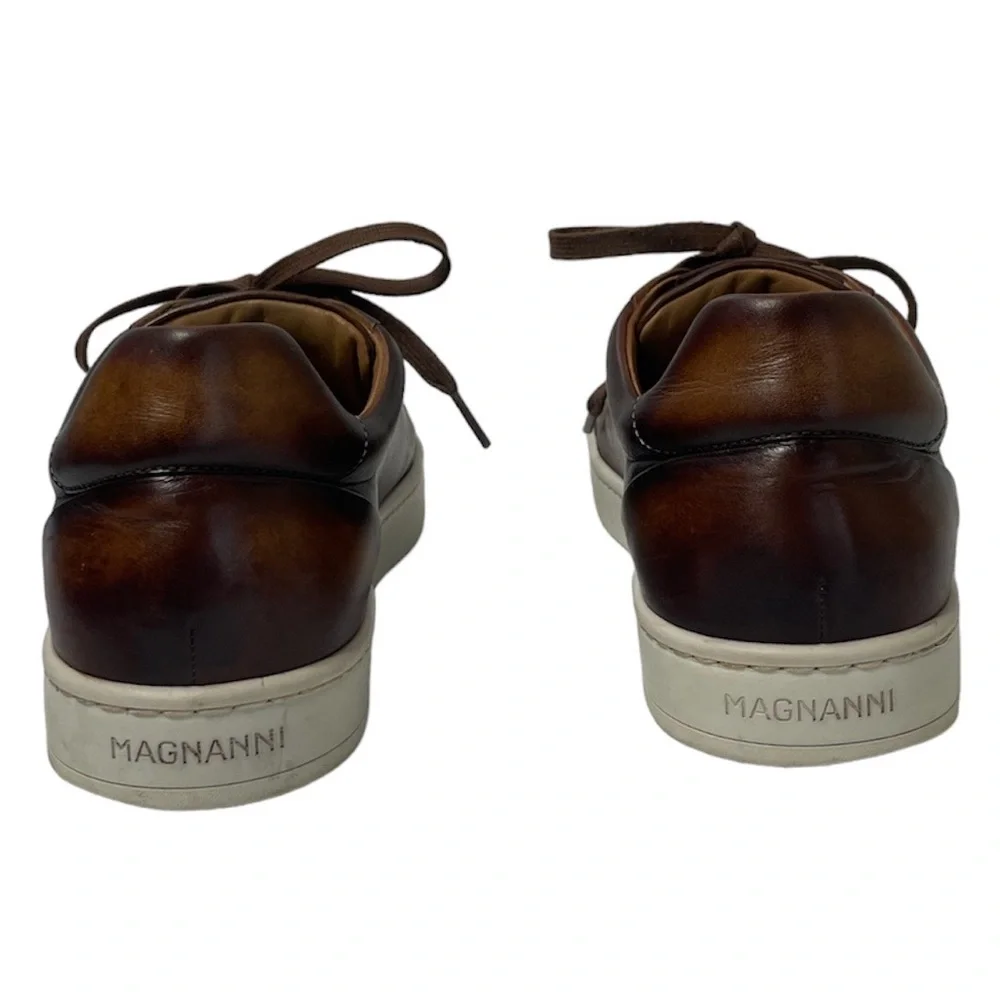 Magnanni Leather Sneakers High Quality Luxury Made In Spain Brown Mens Size 9
